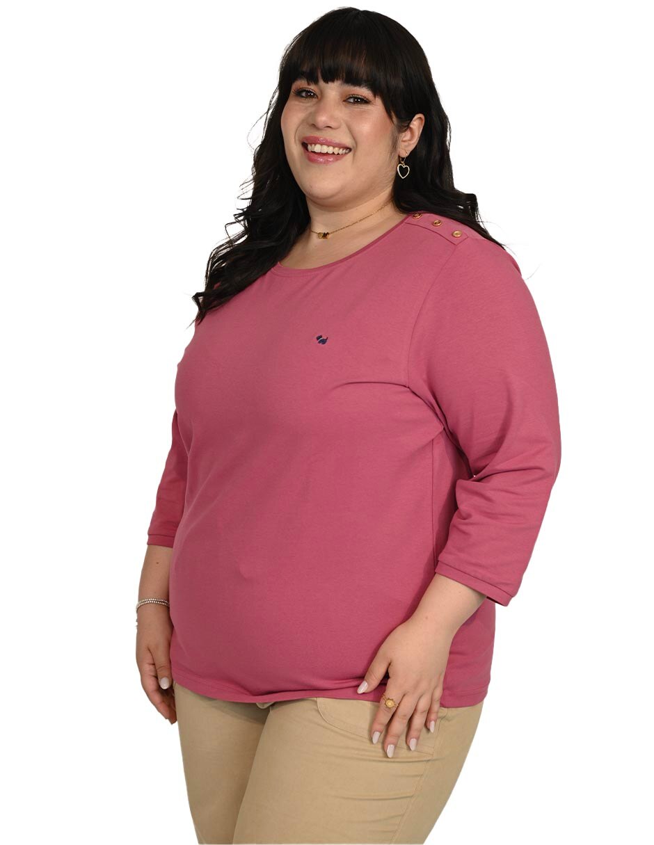 Playera manga 3/4 cuello redondo mujer 1