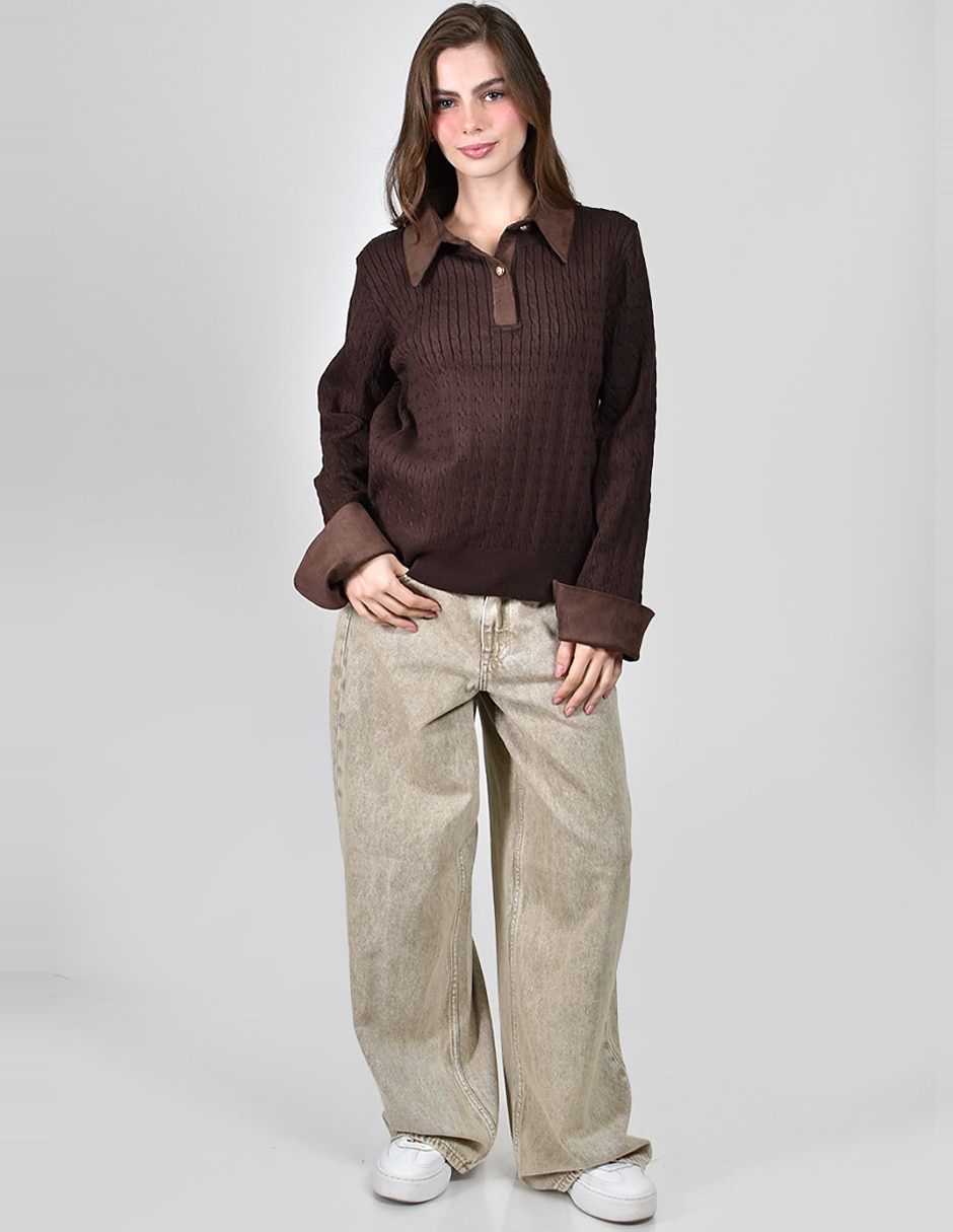 Suéter cuello camisero para mujer 6