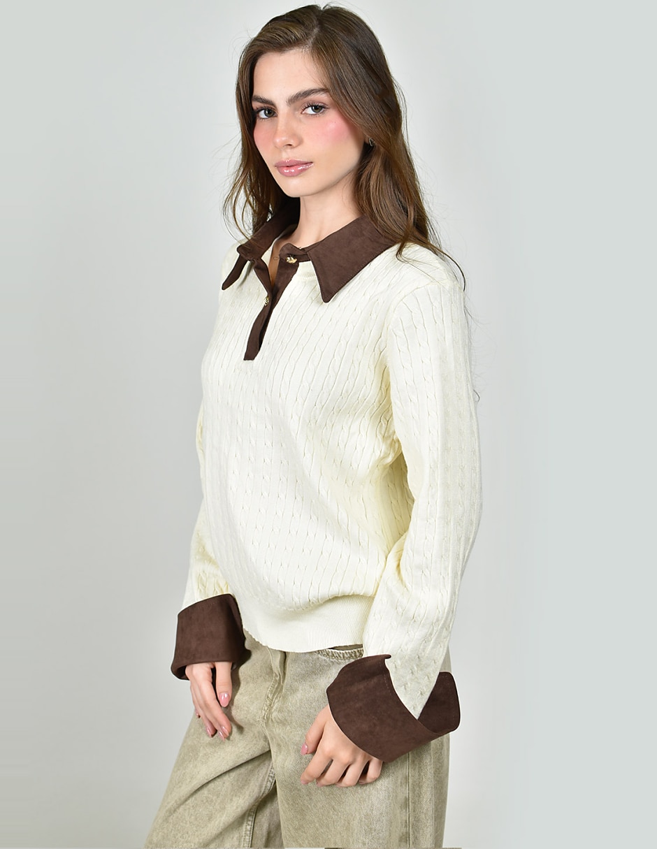 Suéter cuello camisero para mujer 5