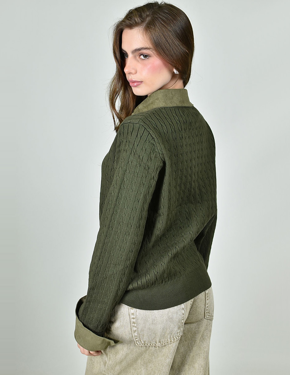 Suéter cuello camisero para mujer 5