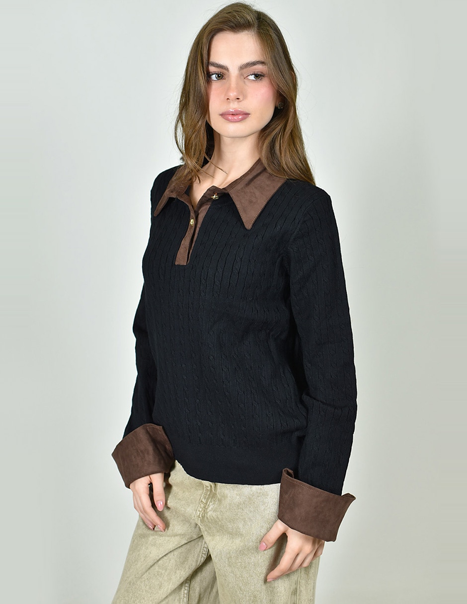 Suéter cuello camisero para mujer 5