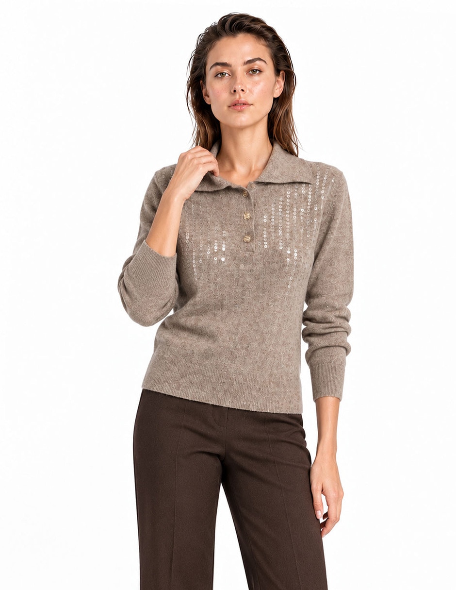 Suéter cuello camisero para mujer Suéter cuello camisero para mujer