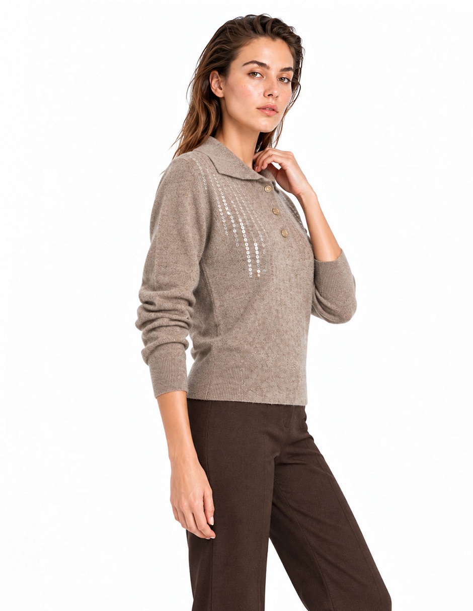 Suéter cuello camisero para mujer 4
