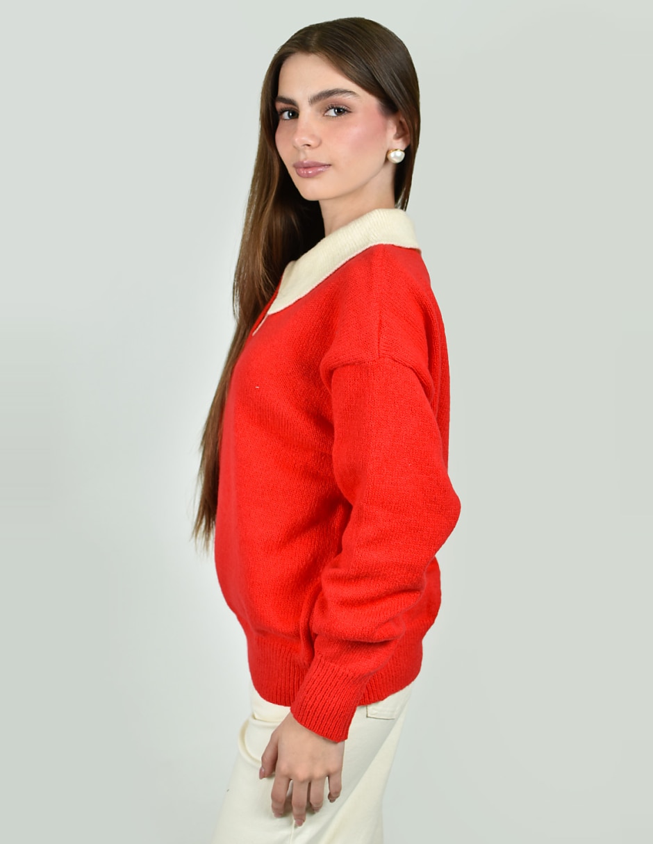 Suéter cuello camisero para mujer 5
