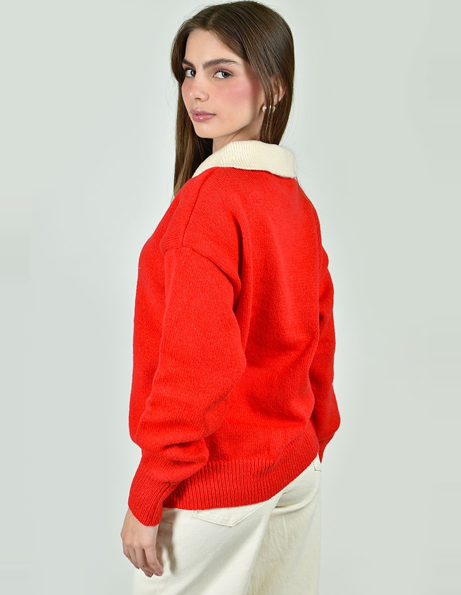 Suéter cuello camisero para mujer
