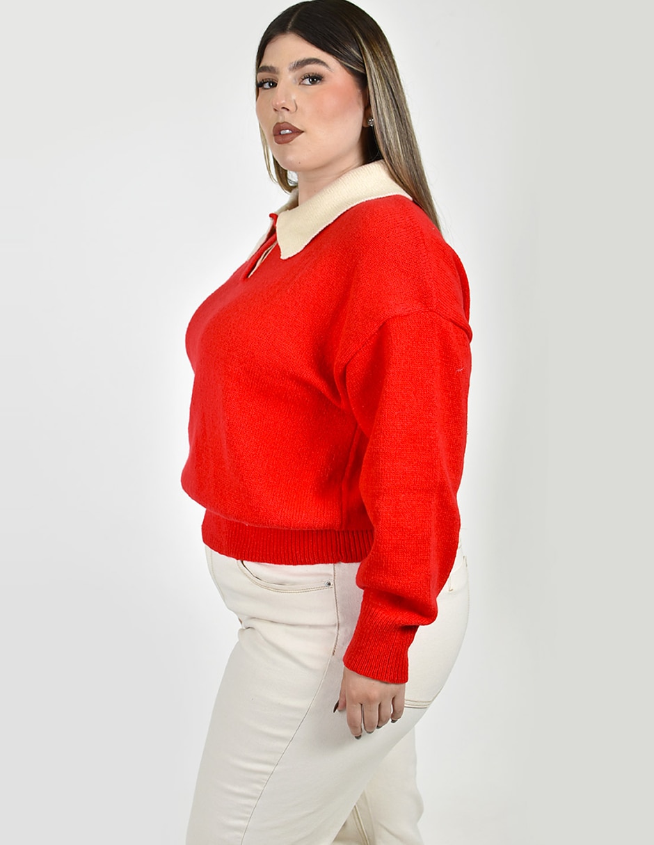 Suéter cuello camisero para mujer 2
