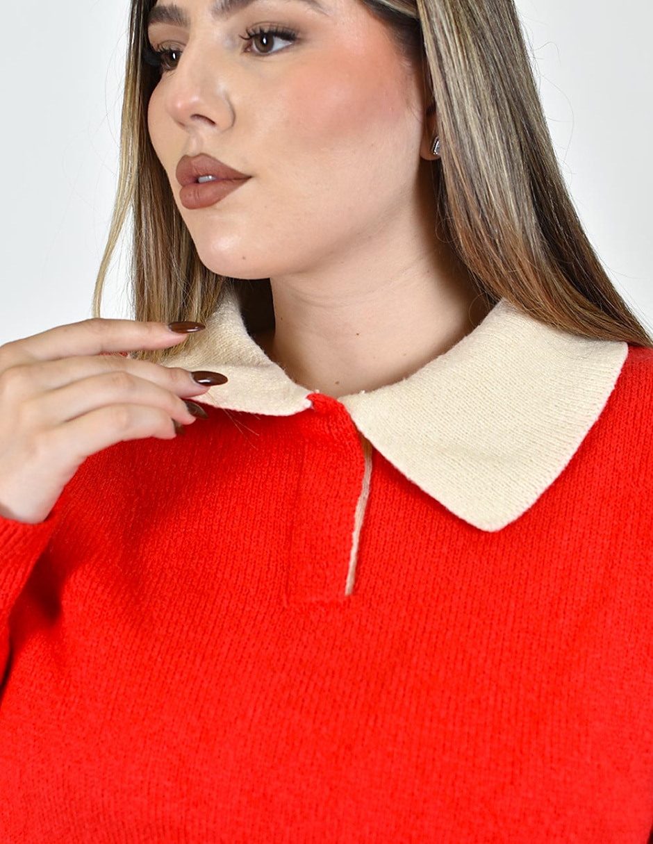 Suéter cuello camisero para mujer 4