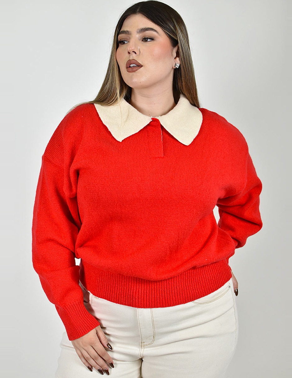 Suéter cuello camisero para mujer 5