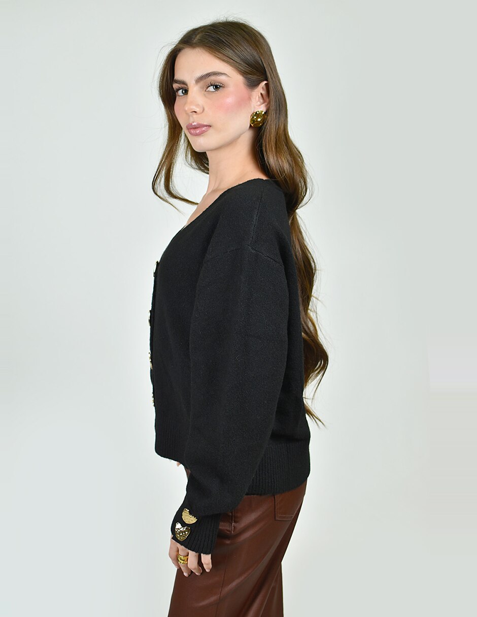 Suéter cuello v para mujer 2