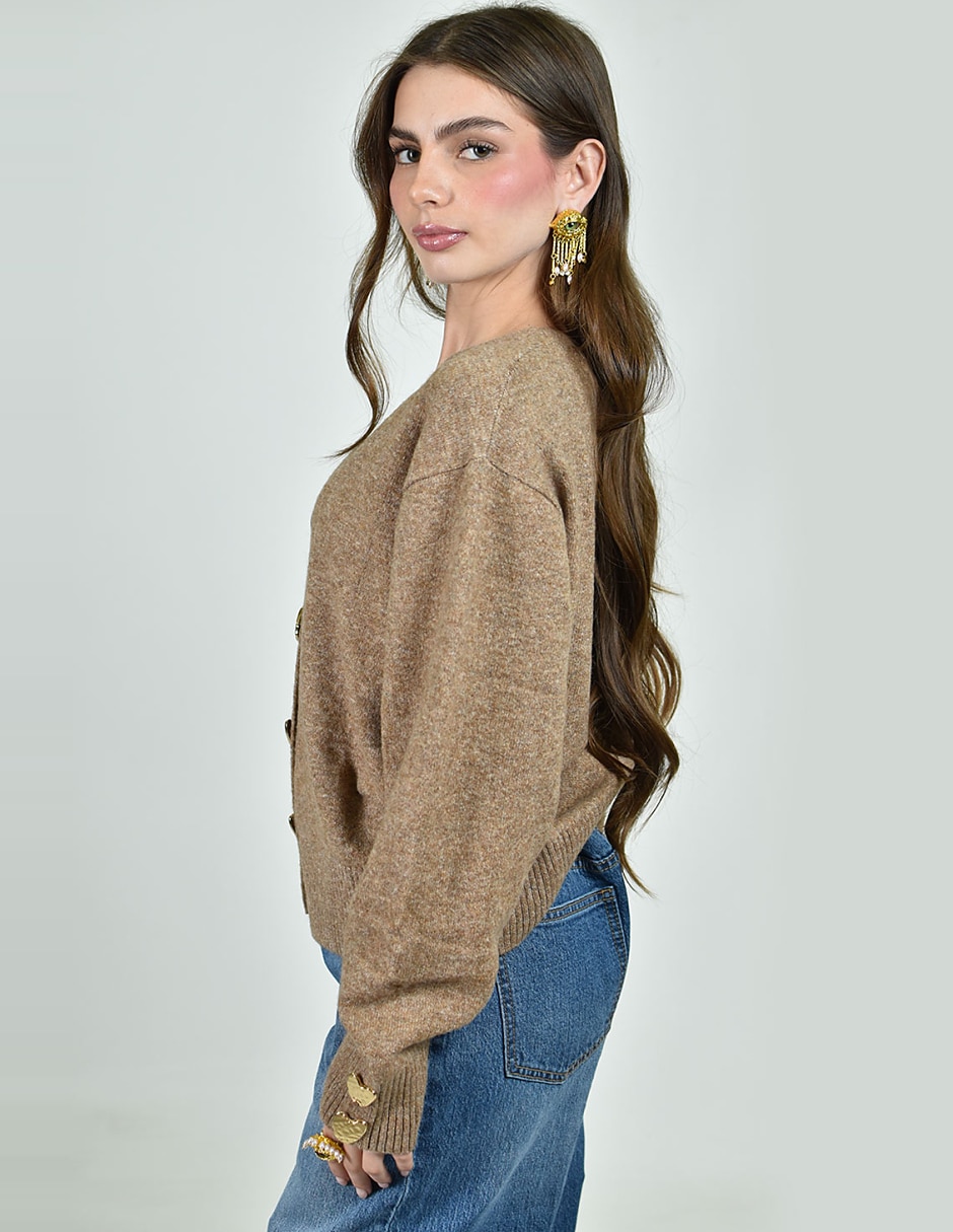 Suéter cuello v para mujer 2
