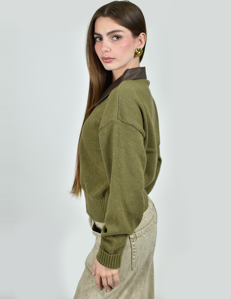 Suéter cuello camisero para mujer 2