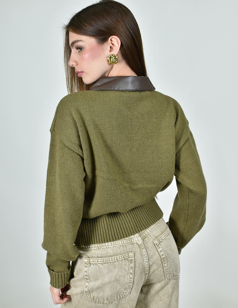 Suéter cuello camisero para mujer 3