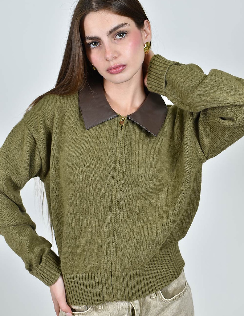 Suéter cuello camisero para mujer 4
