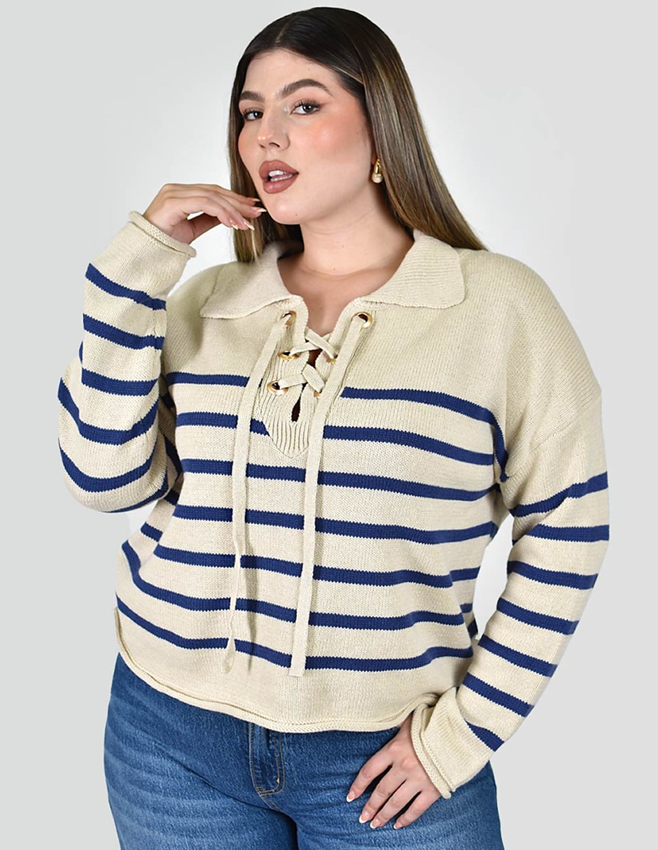Suéter cuello camisero para mujer 4