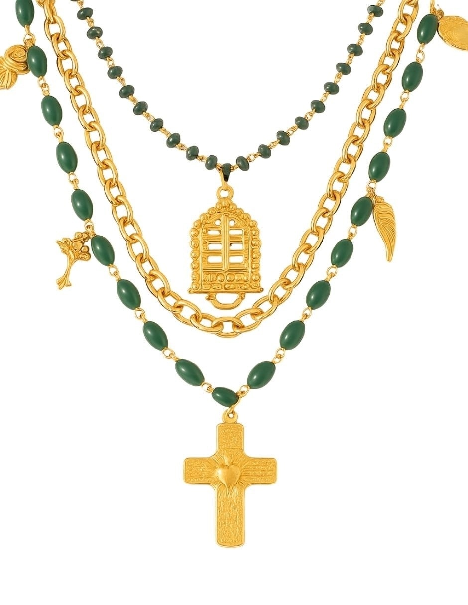 Collar de varios hilos de cruz Collar de varios hilos de cruz